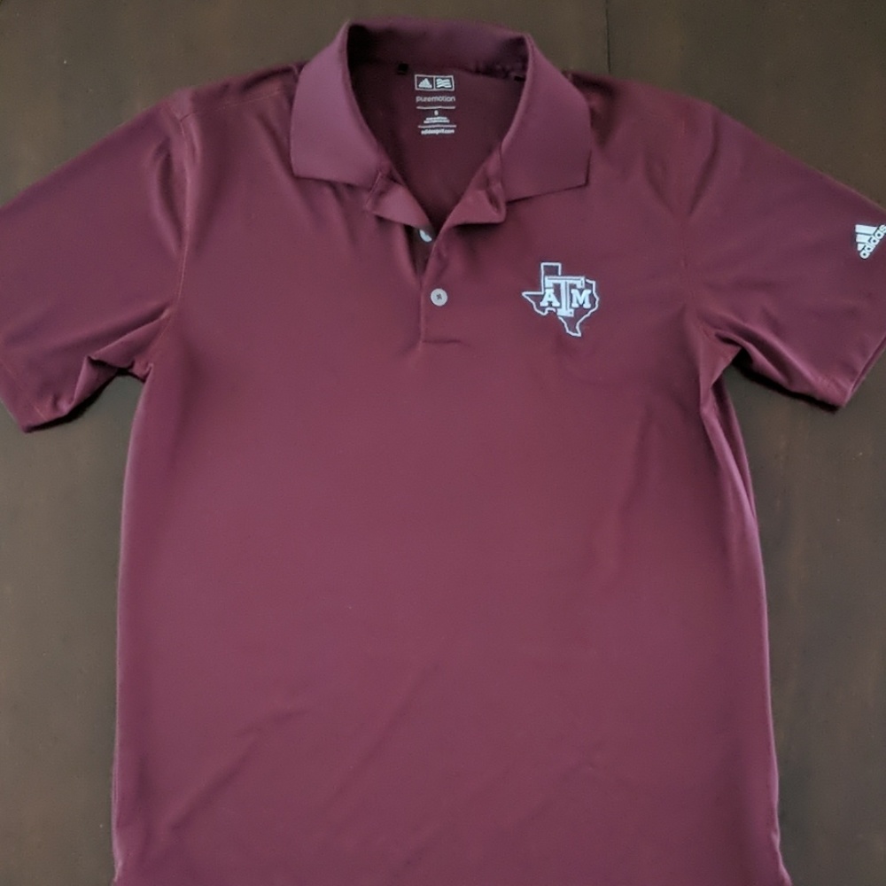Adidas 100% polyester Texas A&M polo shirt